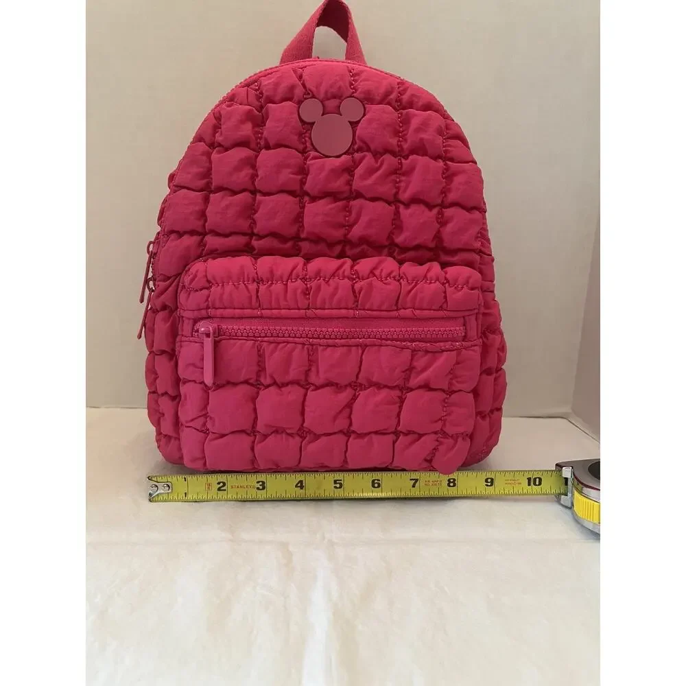Disney Mickey Mouse Hot Pink Quilted Puffy Nylon Small Backpack NWT